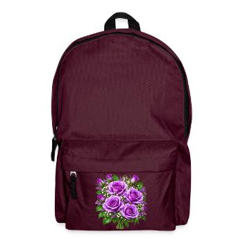Lavendelrosen-Straußdruck - Rucksack - Burgunderrot - Vorne