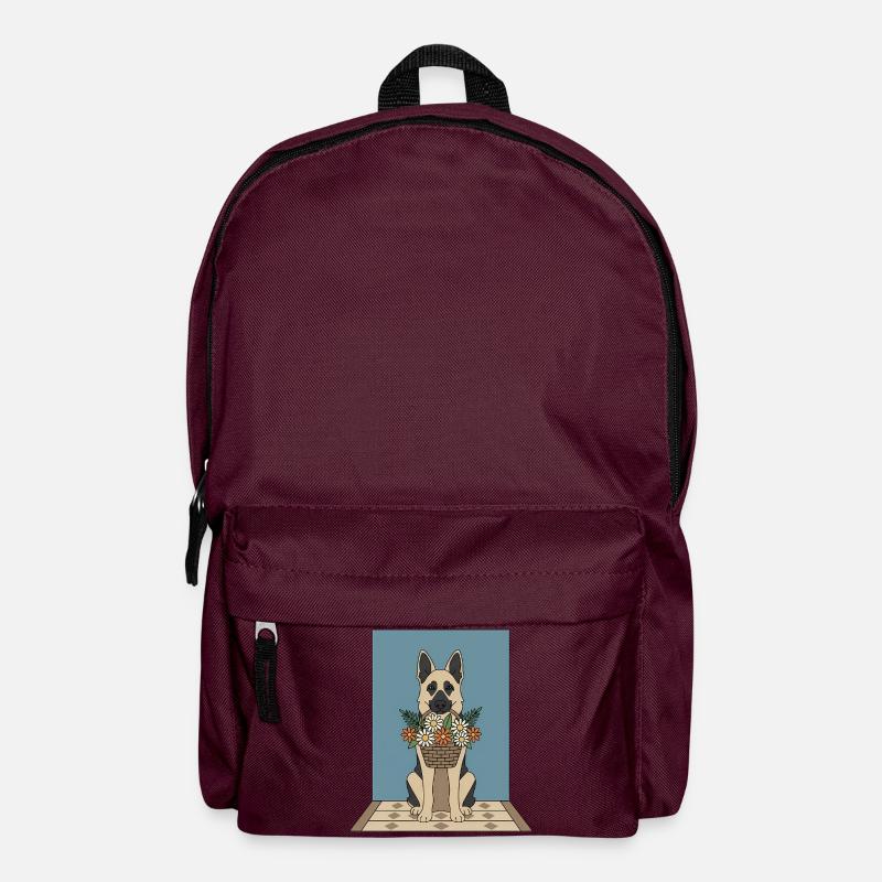 Blütenkorb Hund: Deutscher Schäferhund - Rucksack - Burgunderrot
