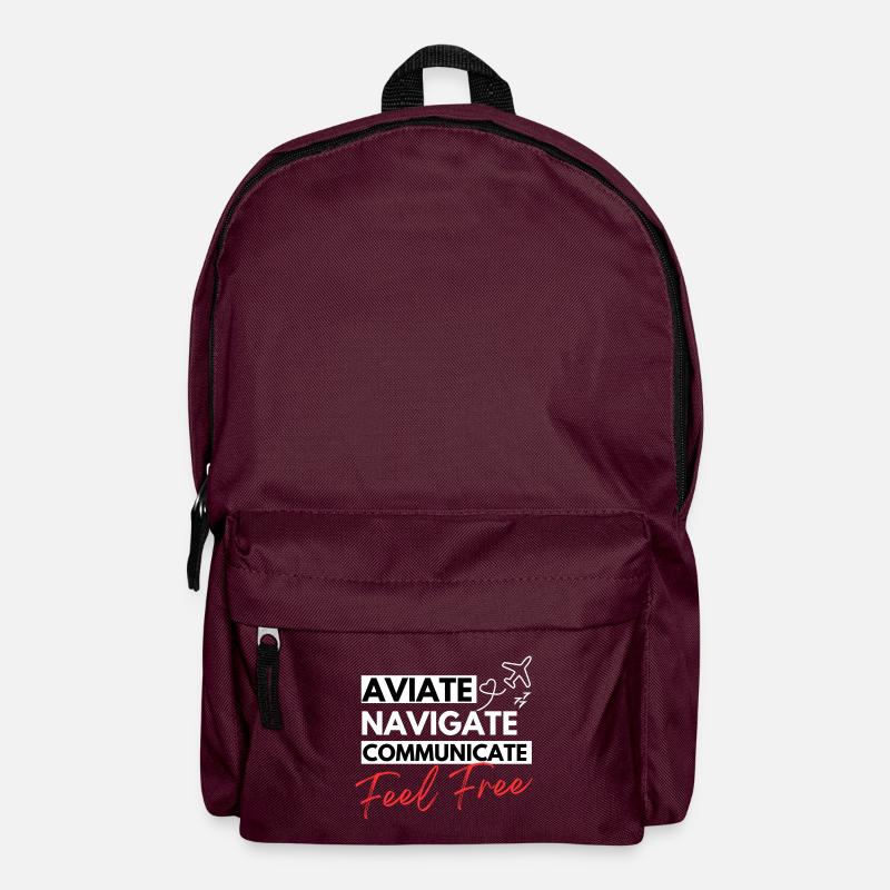 Aviate, Navigate, Communicate and Feel free - Rucksack - Burgunderrot