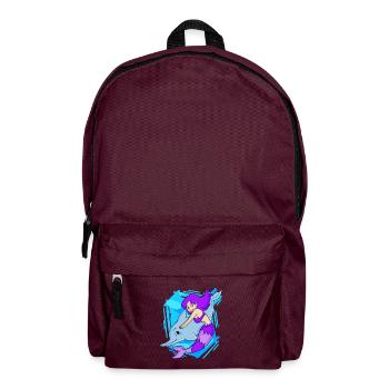 Meerjungfrau mit Delfin - Rucksack - Burgunderrot - Vorne