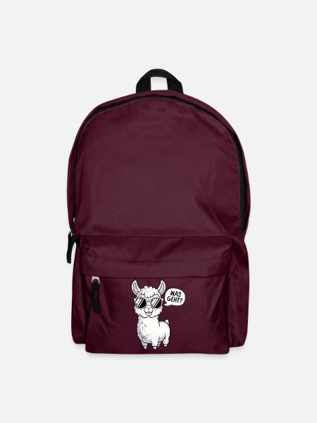 Alpaka WAS GEHT? Cooles Lama Lustiges - Rucksack - Burgunderrot