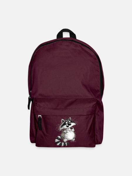 Lustiger Waschbär Cartoon Wildtier - Rucksack - Burgunderrot