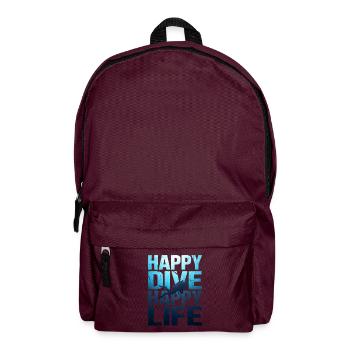Happy Dive Happy Life – Vintage Scuba Diver - Rucksack - Burgunderrot - Vorne