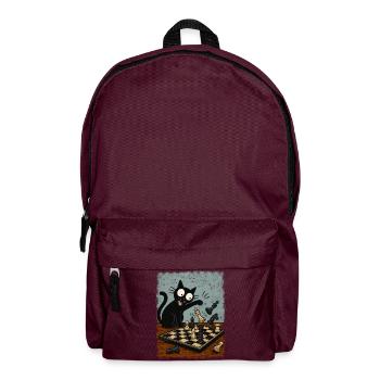  Katzen Schachspieler Schachspiel Schachbrett - Rucksack - Burgunderrot - Vorne