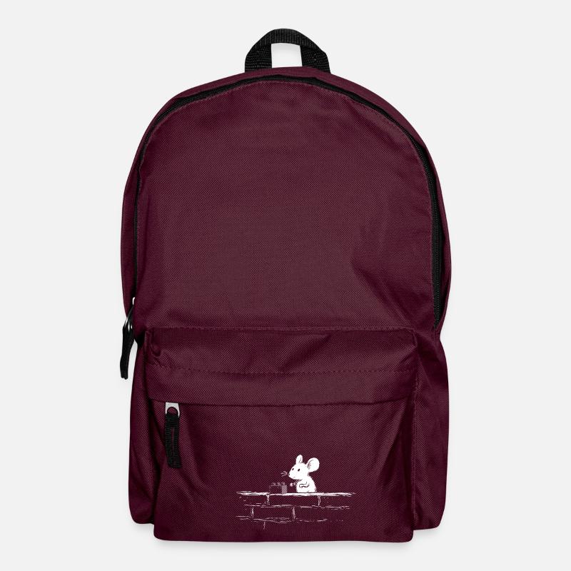 Baustein-Maus - Rucksack - Burgunderrot