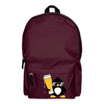 penguin sunglasses party celebrate beer alcohol gla - Backpack - burgundy - Front