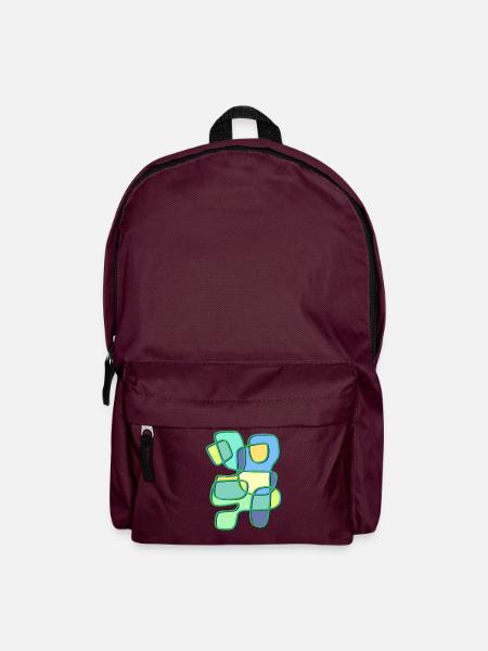 Patchwork Farbspiel Konturkunst - Rucksack - Burgunderrot