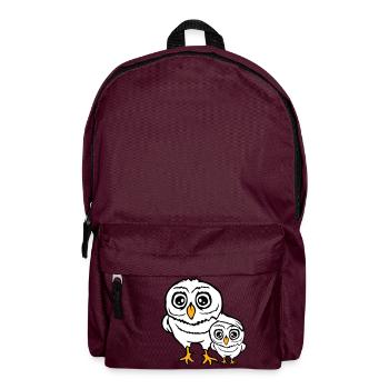 2 Owls Dad Mom Child Baby Family Mother Father - Backpack - burgundy - Front
