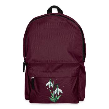 Two snowdrops with ladybugs - Backpack - burgundy - Front