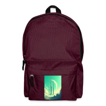 Retro futuristische Weltraumlandschaften 1960er Jahre Ästhetik - Rucksack - Burgunderrot - Vorne