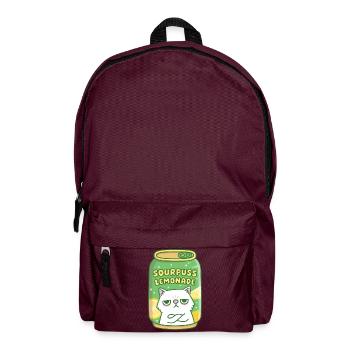Lustige mürrische Katze Sourpuss Limonade Getränkedose - Rucksack - Burgunderrot - Vorne