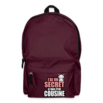 j'ai un secret je vais être cousine - Sac à dos - bordeaux  - Devant