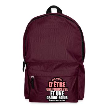 pas facile d'être une princesse et grande soeur - Sac à dos - bordeaux  - Devant