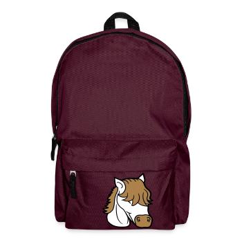 Horse Cute Long Bob Cut Hair Smiles Cute - Backpack - burgundy - Front