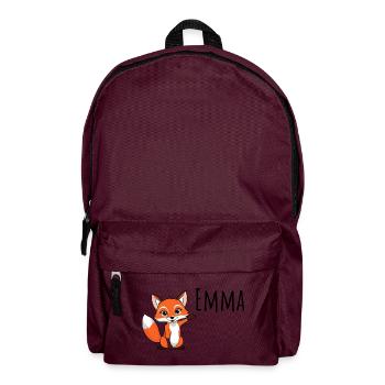 Fox - My Name Is Emma - Cute Forest Animal - Backpack - burgundy - Front