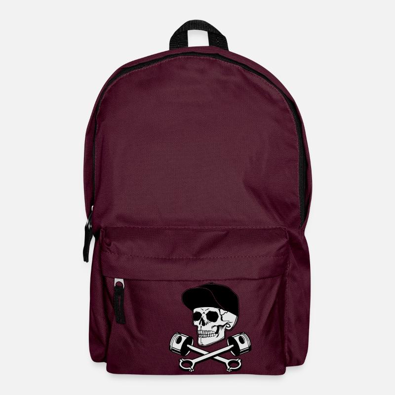 SKULL AND PISTONS - Backpack - burgundy