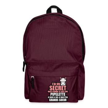 j'ai un secret je vais être grande-soeur - Sac à dos - bordeaux  - Devant
