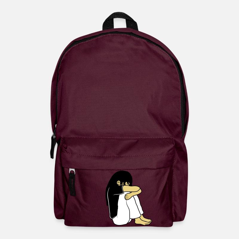 Sad sitting girl - Backpack - burgundy
