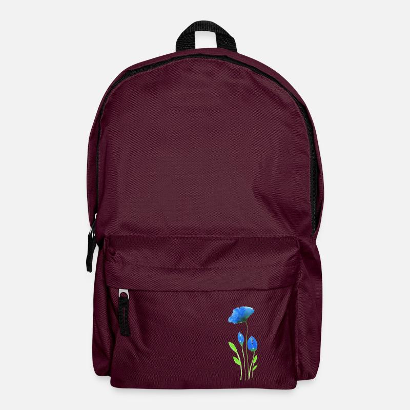 Fleurs bleues dans l'optique aquarelle moderne - Sac à dos - bordeaux