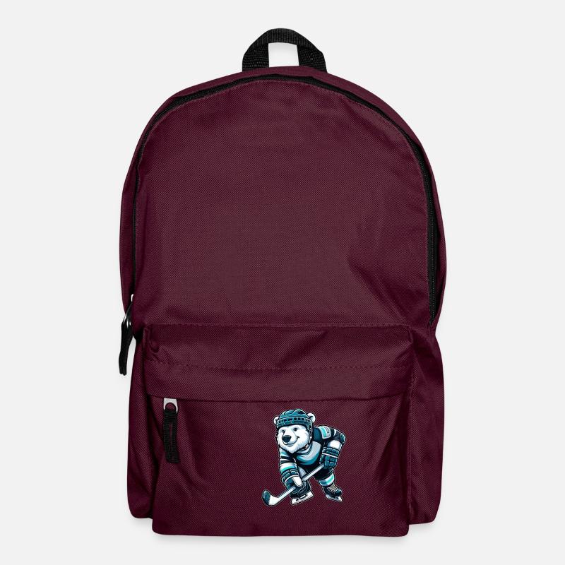 Bär Eisbär Schlittschuh Eishockey Hockey - Rucksack - Burgunderrot
