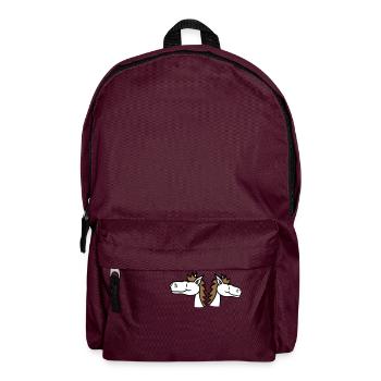 2 Pferde Team Pony Fohlen Pärchen Comic Freunde - Rucksack - Burgunderrot - Vorne