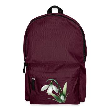 Winter Anemone – White Flower Graphic - Backpack - burgundy - Front