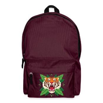 Tiger im Blattwerk Emblem - Rucksack - Burgunderrot - Vorne
