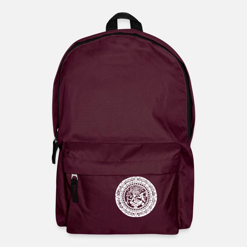 Maya-Kalender - Weiß - Rucksack - Burgunderrot