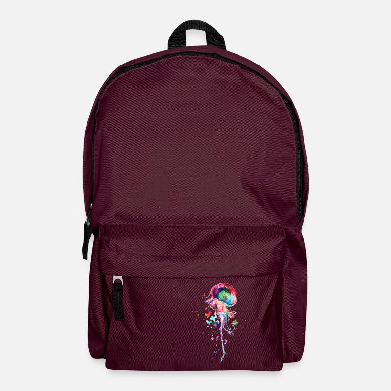 Bunte Qualle Aquarell - Rucksack - Burgunderrot