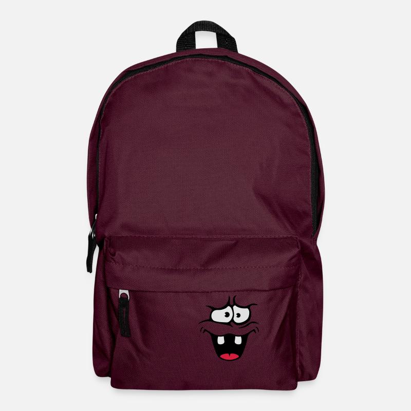 Unsicheres Ängstliches Comic Cartoon Gesicht - Rucksack - Burgunderrot