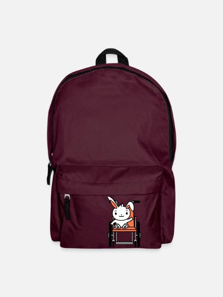 Hase Rollstuhl winkt behindert laufen krank Beine - Rucksack - Burgunderrot