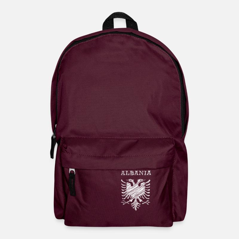 Albania, scribble white - Rucksack - Burgunderrot
