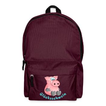 Glücksschwein - Glücksbringer - Glück - Rucksack - Burgunderrot - Vorne