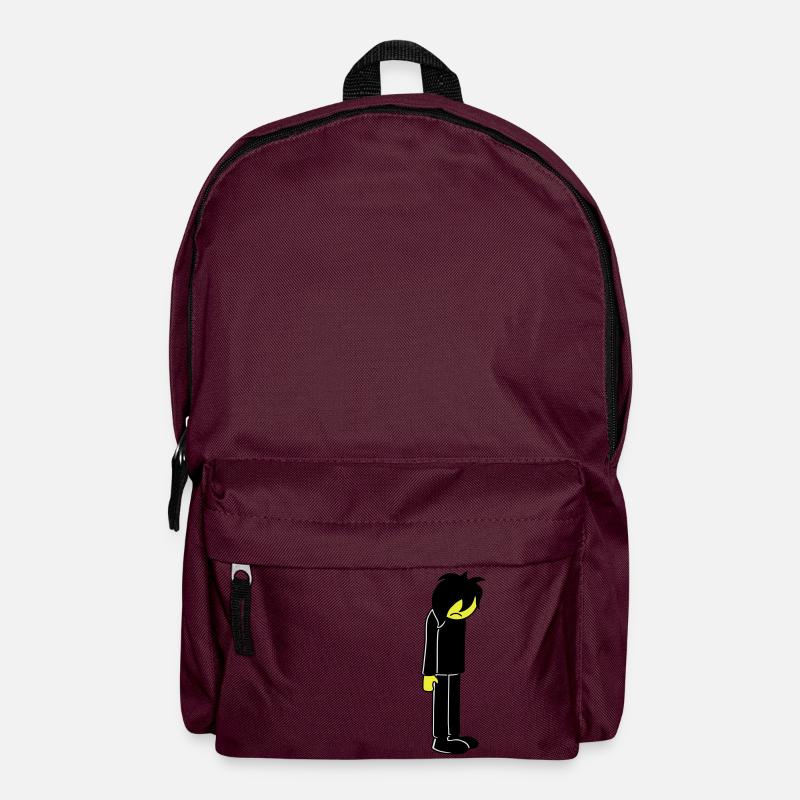 Sad unhappy emo long black hair - Backpack - burgundy
