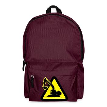 bauarbeiten_mit_bagger_2c - Rucksack - Burgunderrot - Vorne
