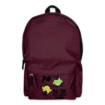 70 birthday, owls on the wire rope, round - Backpack - burgundy - Front