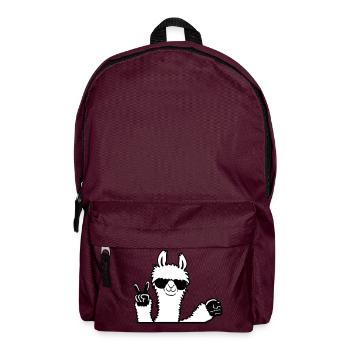 Llama Sunglasses Peace Fist Pump Team Welcome - Backpack - burgundy - Front