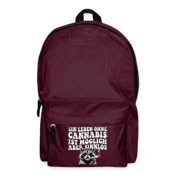 Lustiges Cannabis Waschbär Design - Rucksack - Burgunderrot - Vorne