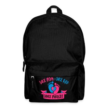 50% Mom 50% Dad 100% Miracle - Baby - Neugeborenes - Rucksack - Schwarz - Vorne