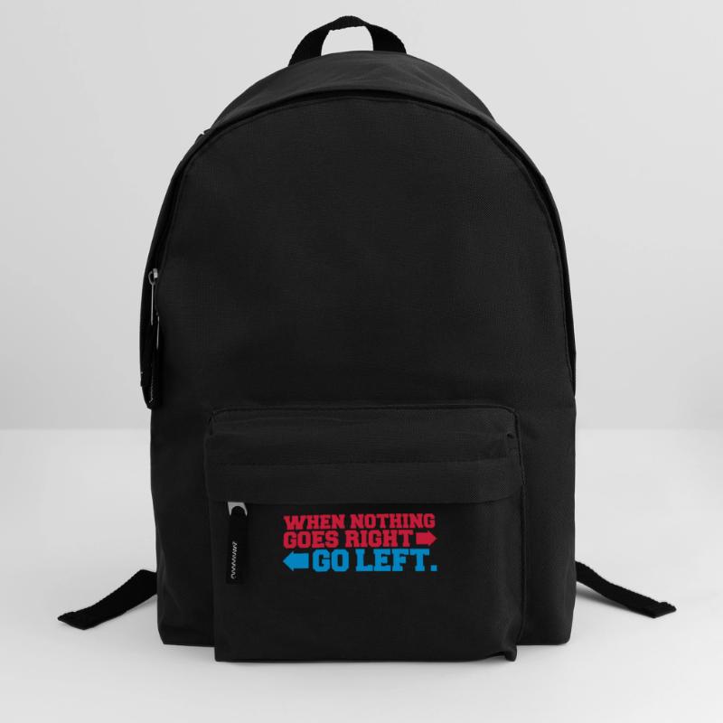 when nothing goes right go left arrows saying logo Backpack