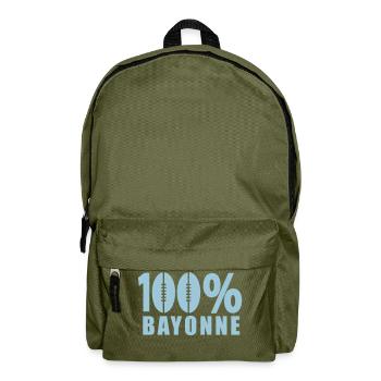 100 % Bayonne ballon rugby - Sac à dos - vert olive - Devant