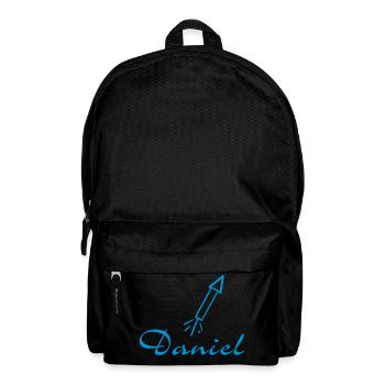 Daniel Lettering with Rocket | Vectorgraphic - Backpack - black - Front