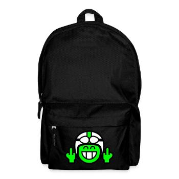 Emoticon Grin with moped helmet & stinky finger - Backpack - black - Front