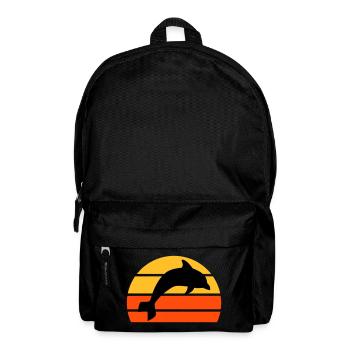 Jumping dolphin in front of a divided half sun - Backpack - black - Front