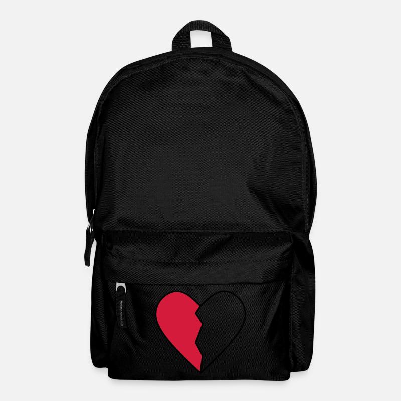 HALF RED HEART LEFT SIDE - Backpack - black