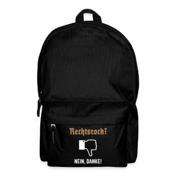 Rechtsrock? Nein, Danke! (Gegen Rechts / N / 2C) - Rucksack - Schwarz - Vorne