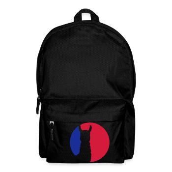 red blue logo round circle silhouette outline lama ka - Backpack - black - Front