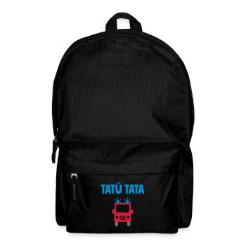 ★ Designfarben änderbar ★ Tatü tata Feuerwehrauto - Rucksack - Schwarz - Vorne