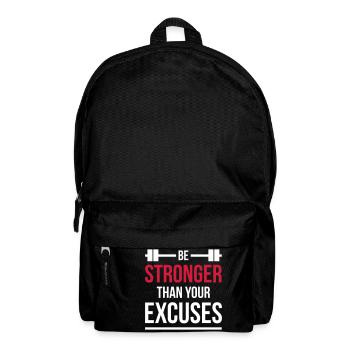 Stronger than excuses Fitness Gym Clothing Spruch - Rucksack - Schwarz - Vorne