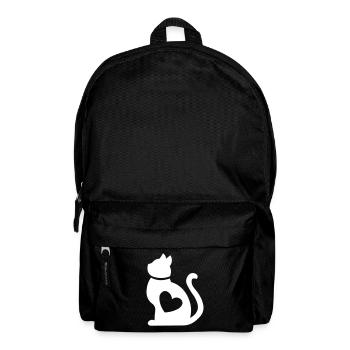 Chat avec un coeur <3 cadeau pour les amoureux des chats - Sac à dos - noir - Devant